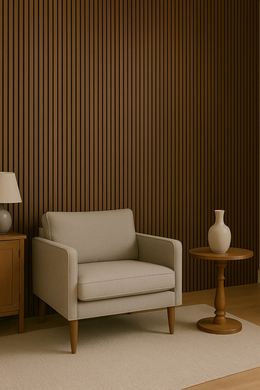 3D Acoustic Slat Wall Panel Dark Oak