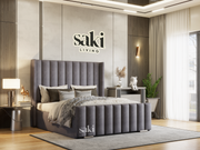 Paris Wingback Panel Lines Bed Frame With Optional Storage