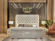 Viviana Sleigh Scroll Head & Foot Spanish Upholstered Bed Frame With Optional Storage