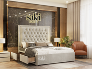 Emily Chesterfield Border Cut Divan Base With Headboard With Optional Storage Drawers