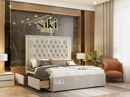 Emily Chesterfield Border Cut Divan Base With Headboard With Optional Storage Drawers