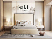 Sophia Minimalist Matte Black Wooden Bed Frame with Optional Storage