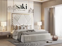 Isabella Hexagonal Chesterfield Gold-Trim Border Bed Frame with Optional Storage