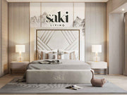 Isabella Hexagonal Chesterfield Gold-Trim Border Bed Frame with Optional Storage