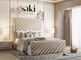 Eleanor Diagonal Panel Upholstered Bed Frame with Optional Storage