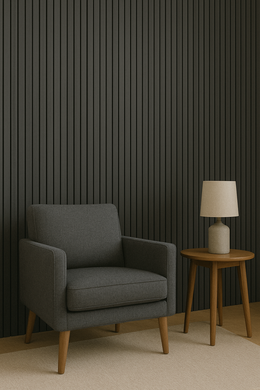 3D Acoustic Slat Wall Panel Dark Grey