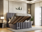 Paris Wingback Panel Lines Bed Frame With Optional Storage