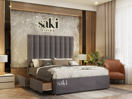 Lorna Panel Line Divan Bed Base and Headboard With Optional Storage Drawers