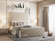 Eleanor Diagonal Panel Upholstered Bed Frame with Optional Storage