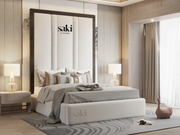 Arabella Matt Black Wooden Thick Border Super Size Headboard With Optional Storage